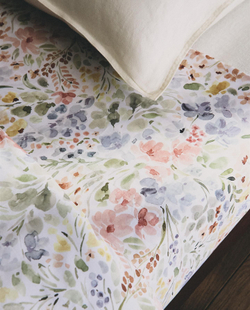 Zara Home - Простыня с изображением цветов, белый, 240x280 см