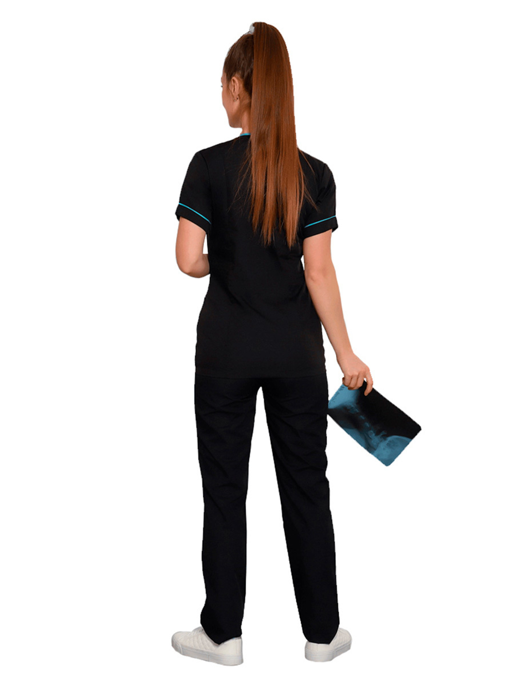 Брюки медицинские женские Doctor Big 455 с широким поясом-резинкой, черный, 54