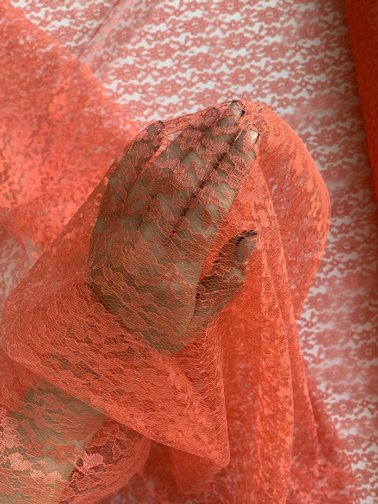 Гипюр капрон коралл