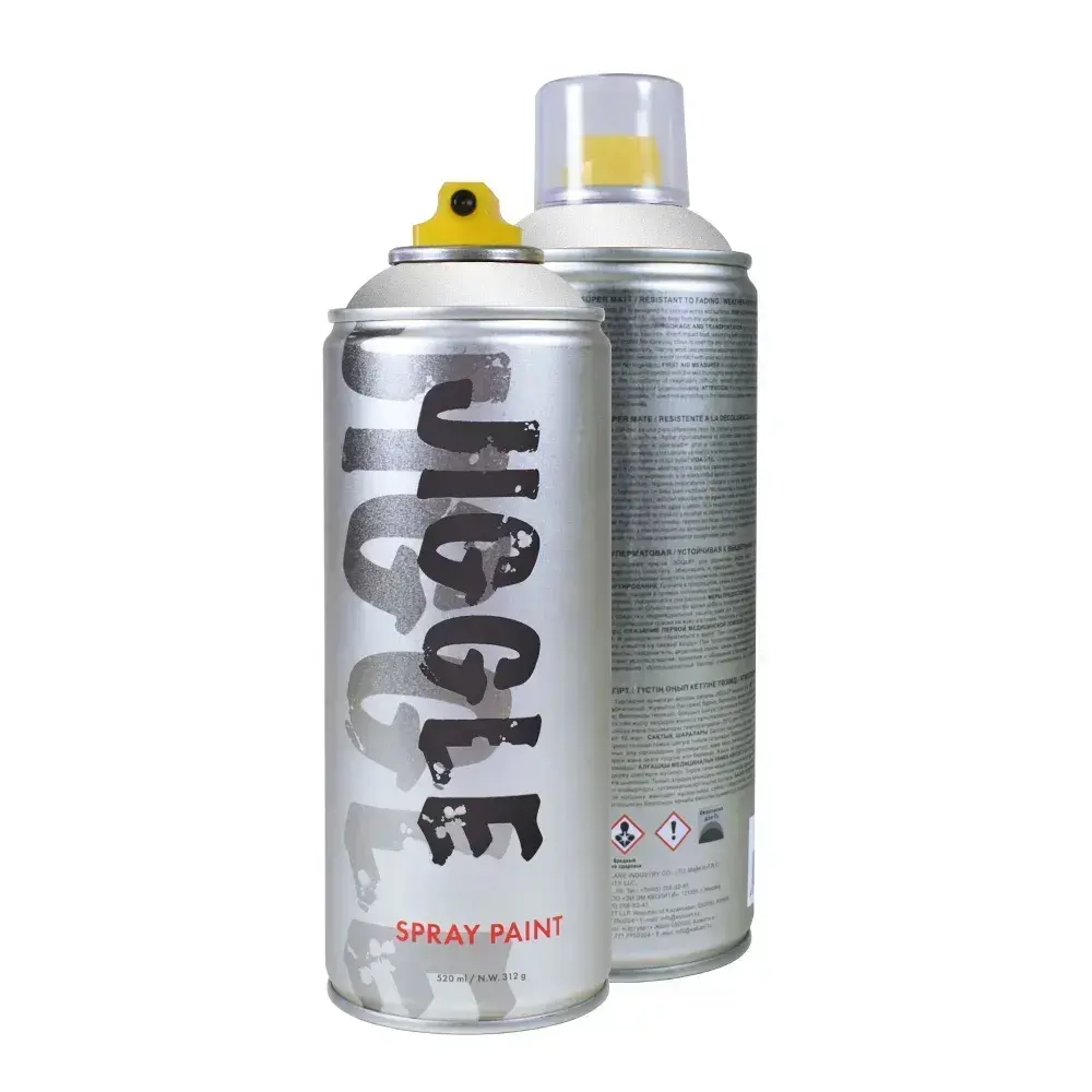 Аэрозольная краска для граффити в баллончике JIGGLE PRO суперматовая, 520 мл, CHROME SILVER / Хром серебро - 2 шт