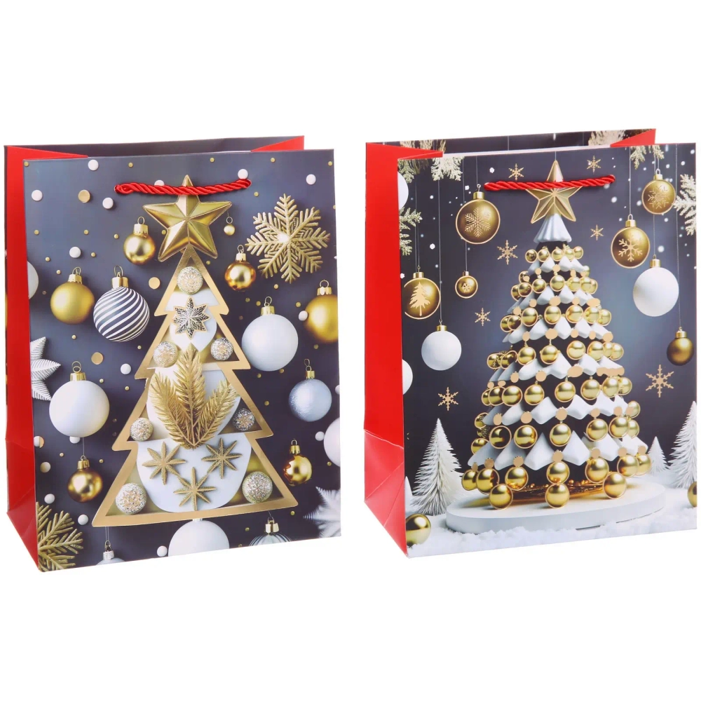 Пакет подарочный «Елочные игрушки» 23*18*10 см, микс