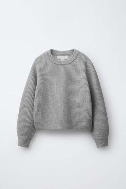 ZARA СВИТЕР В РУБЧИК, ЖЕМЧУЖНО-СЕРЫЙ