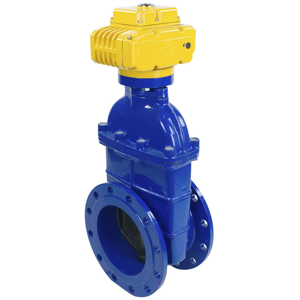 Wedge gate valve 30c939r blue Elephant-GGG50-EPDM-F4-BLUE PSI145 class 150 T=230-248°F flange connection, with rubber lined wedge EPDM, electric actuator Elephant MT-110/220 110/220V