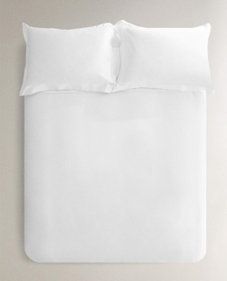 ZARA HOME ПЛОТНЫЙ САТИНОВЫЙ ПОДОДЕЯЛЬНИК (300 НИТЕЙ), БЕЛЫЙ