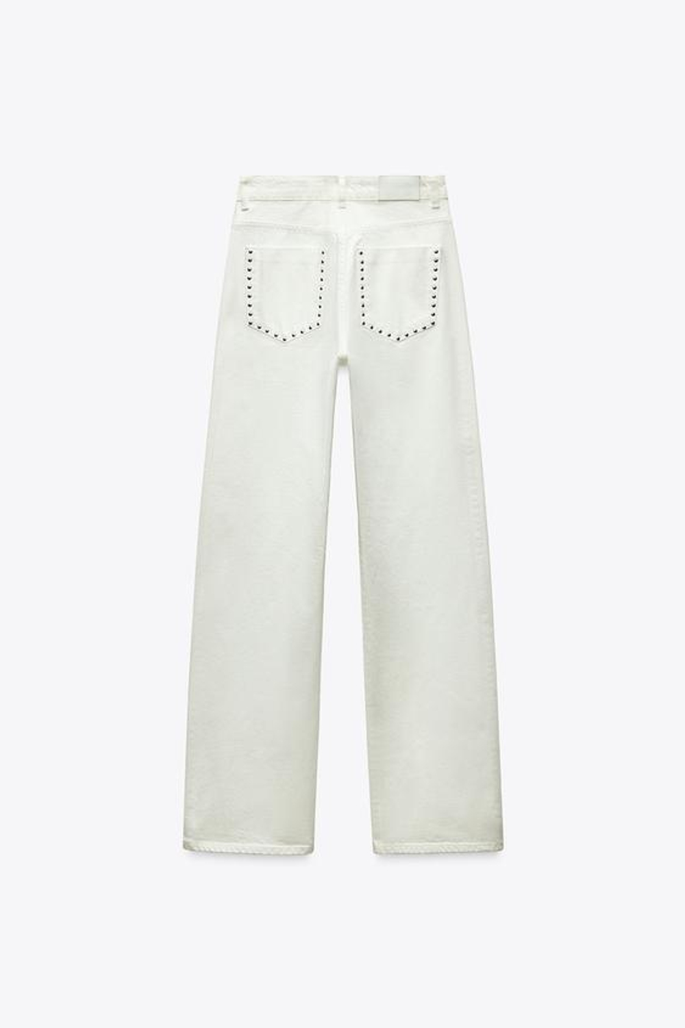 ZARA ДЖИНСЫ Z1975 STRAIGHT СО СРЕДНЕЙ ПОСАДКОЙ И ЗАКЛЕПКАМИ, БЕЛЫЙ