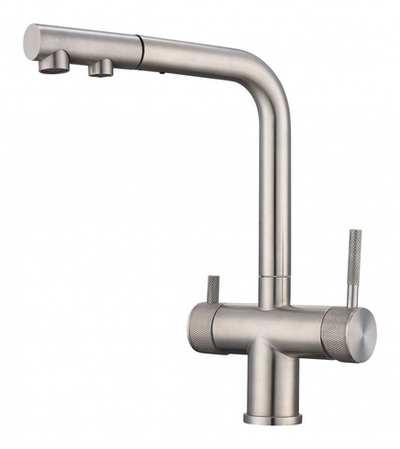 15058-G Смес. од. для кухни с ВЫД. лейкой и подк. ФИЛЬТ. (САТИН)  HANSEN (6/1шт)