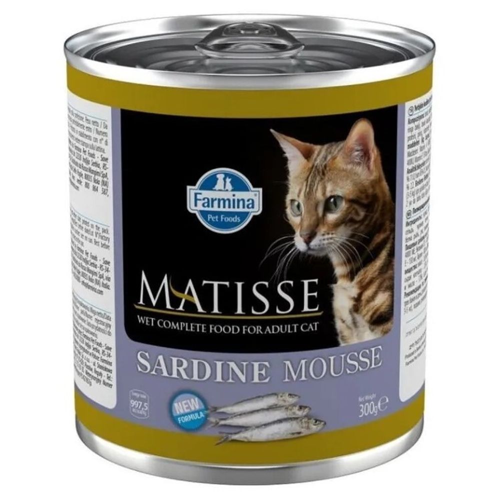Консервы FARMINA Matisse Sardine Mousse для взрослых с сардинами (мусс) - набор 6х300 гр