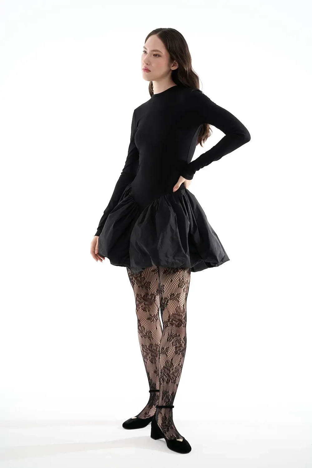 Платье-русалка мини с юбкой из тафты