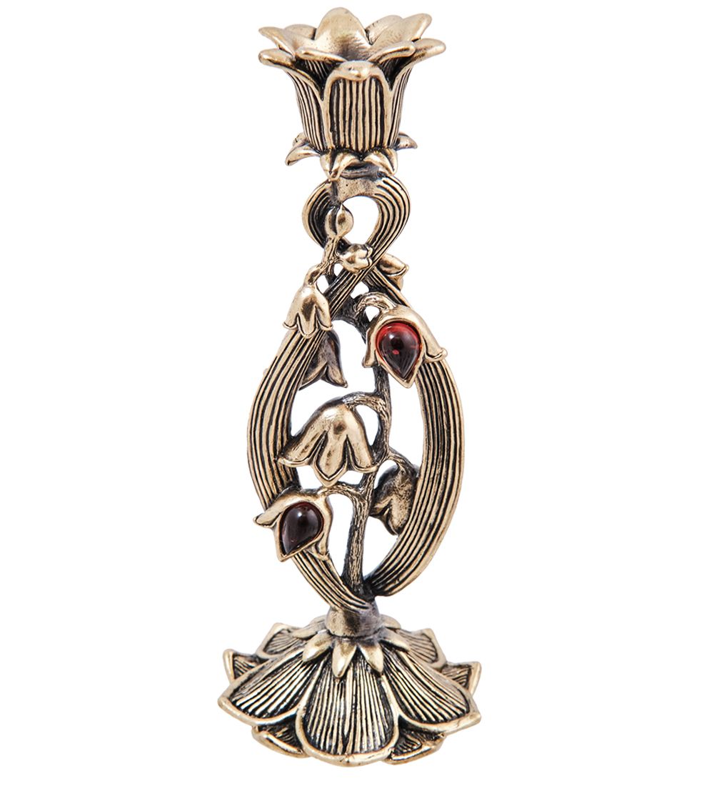 Народные промыслы AM-4003 Подсвечник «Подснежник» (латунь, янтарь)