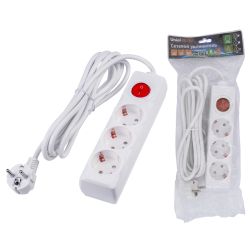 S-GCU3-3B WHITE Удлинитель серии Ultra. шнур 3м.. 3 гнезда. 16A. с-з. Белый. TM Uniel