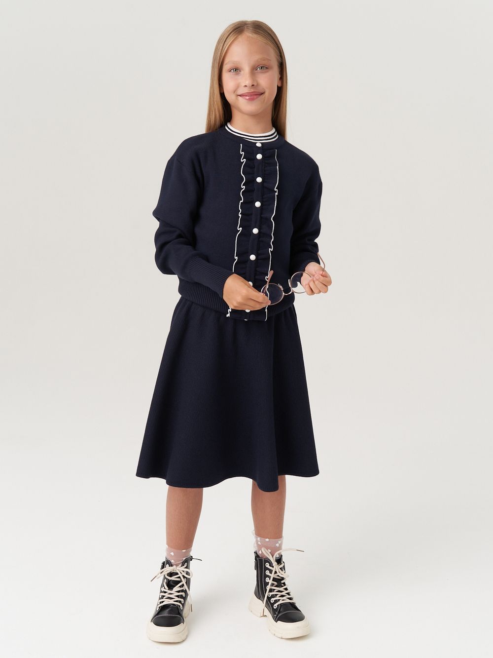 Кардиган школьный для девочки AT585 синий