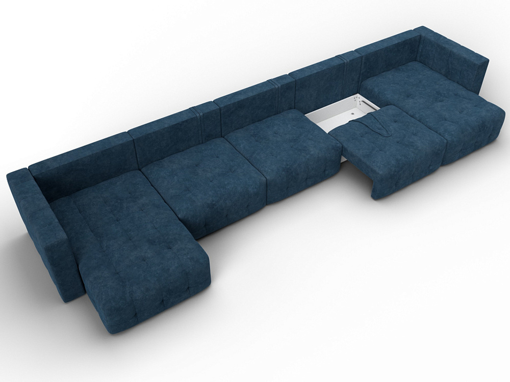 Диван П-образный Лига-052 НПБ МегаЛонг, BRUT 11 ВЕЛЮР синий
