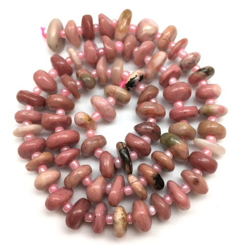 Родонит 9х4 мм, бусины - рондели (нить)