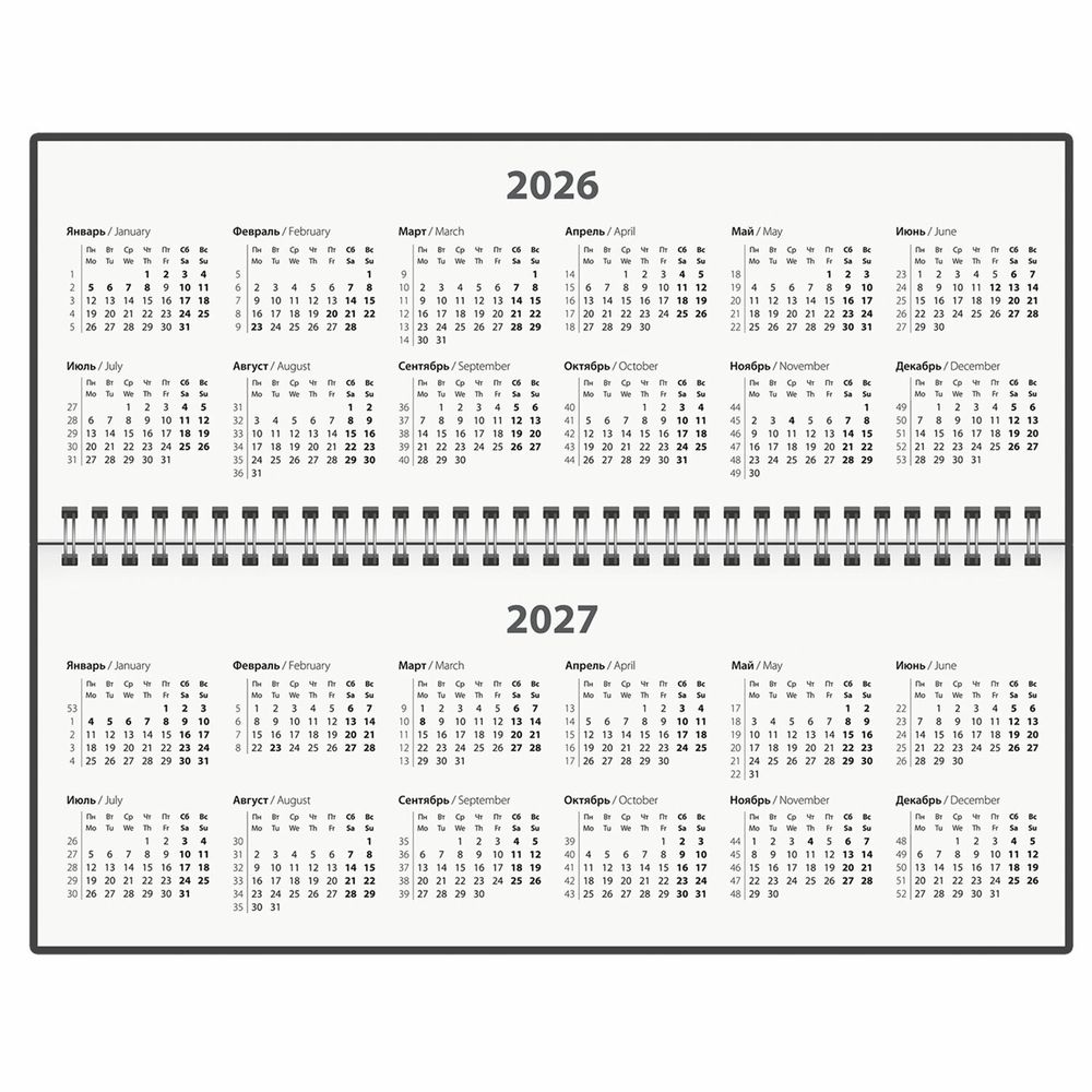 Планинг датированный 2026 285х112 мм STAFF картонная обложка 64 л. "Black style" (117363)