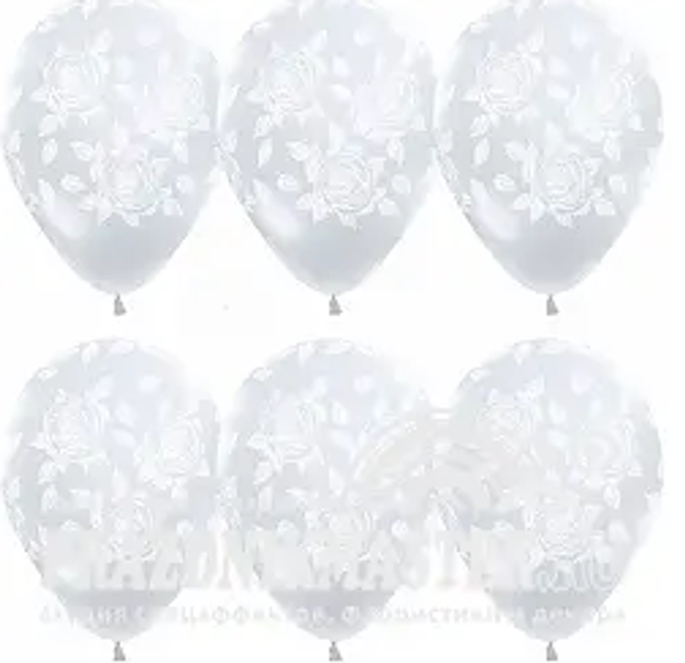 S 12" Элегантные розы Прозрачный Кристалл 5ст 35 см.