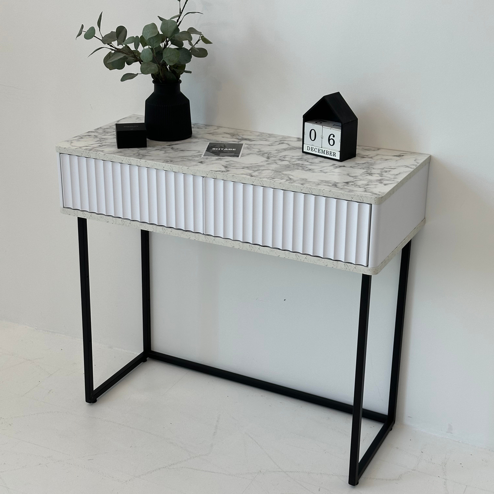 Туалетный столик консоль ROYAL 5011 эко (Мрамор Каррара-Черный)