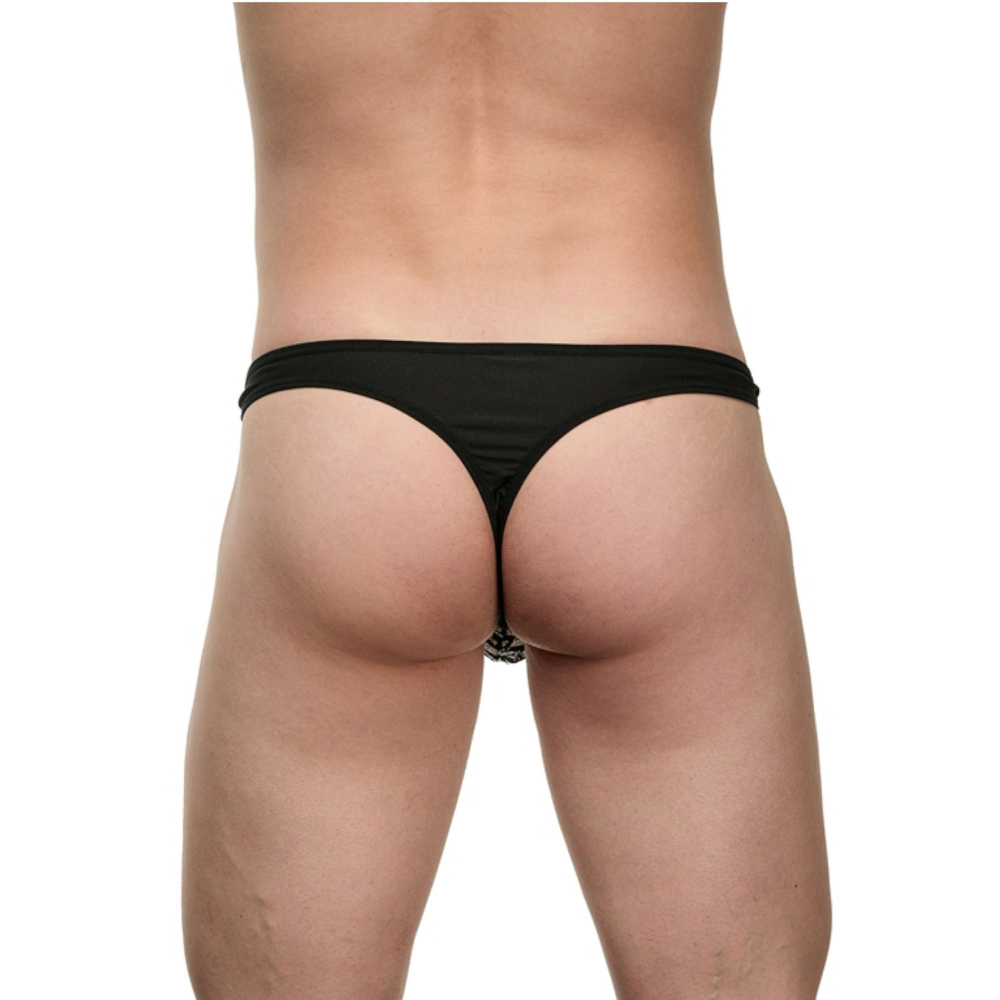 Мужские трусы-тонги с принтом в виде букв (Размер: L-XL) (Цвет: черный)