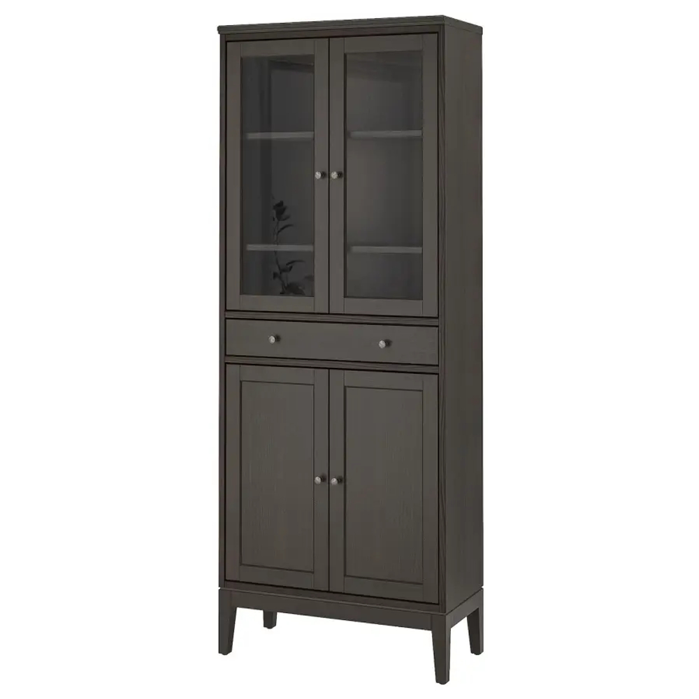 Шкаф со стеклянными дверцами - IDANÄS/IDANАS   IKEA/ ИДАНАС ИКЕА, 81x39x211 см, темно-коричневый