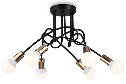 Потолочный светильник в стиле лофт TR80419/5 BK/GD черный/золото E27/5 max 60W D690*370