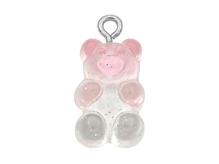 Подвеска  Мармеладный Мишка розовый градиент прозрачный