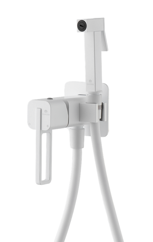 12157-F Смеситель встраиваемый с ГИГ. душем (БЕЛЫЙ) GANZER (10/1шт)