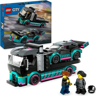Конструктор Лего Сити Гоночный автомобиль и автовоз | LEGO City Race Car and Car Carrier Truck 60406 — 328 деталей (6+)
