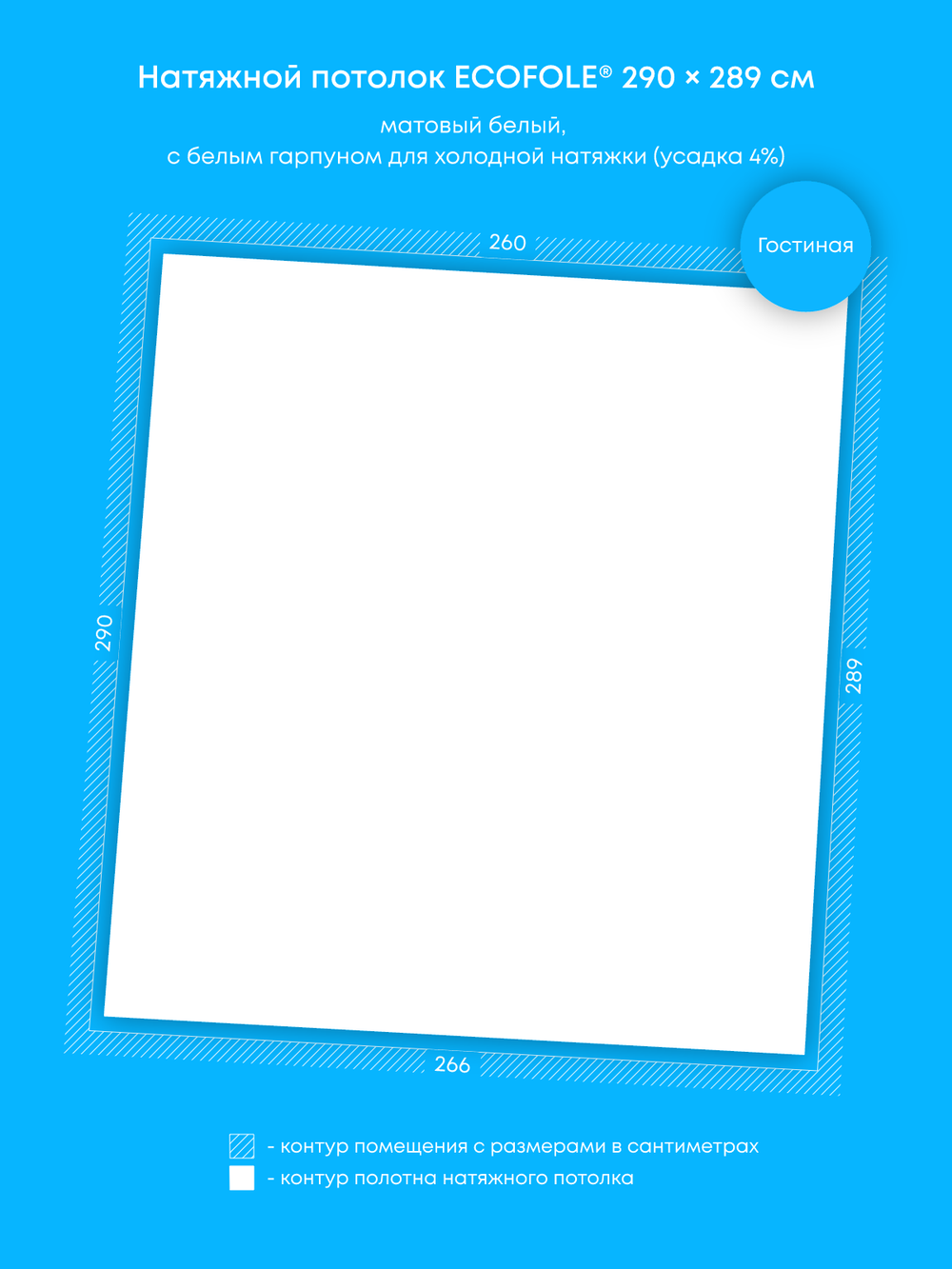 Натяжные потолки: 1.3 м2, 4.4 м2, 7.6 м2