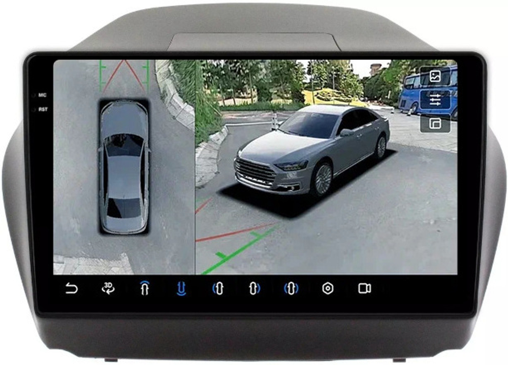 Магнитола для Hyundai iX35 2009-2015 (рамка 10) - FarCar BX361M-360 монитор 10.36" 2K QLED на Android 13, 6Гб+128Гб, CarPlay, 4G SIM-слот, 4 камеры в комплекте