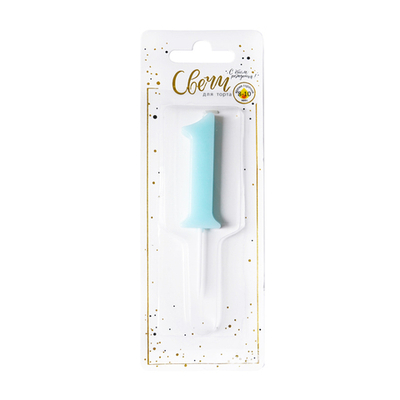 Свеча тортовая цифра "Единичка голубая" 1