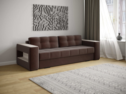 Диван раскладной Доро, коричневый/мдф сандал белый