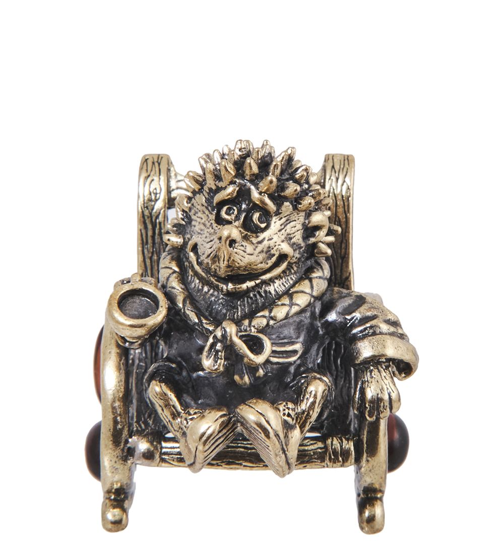 AM-4038 Фигурка «Ежик Уютная Жизнь» (латунь, янтарь)