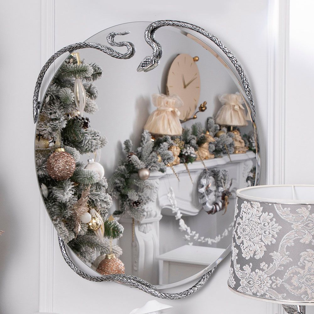 Зеркало настенное Змея Серпентис Античное серебро