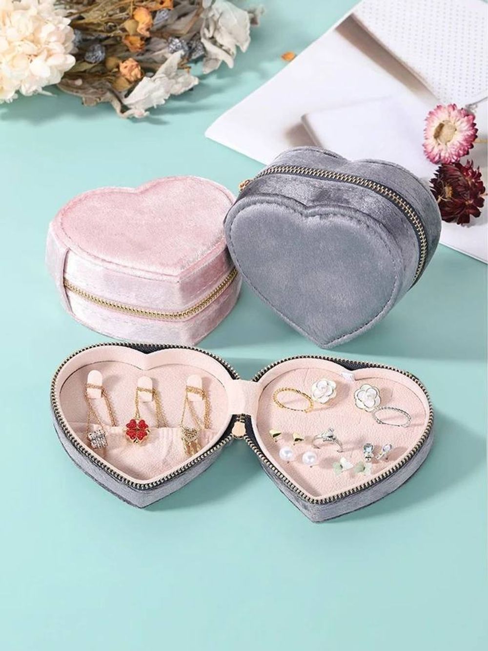 Шкатулка ДЛЯ Украшений Лав Бархат ЛИКВИ!