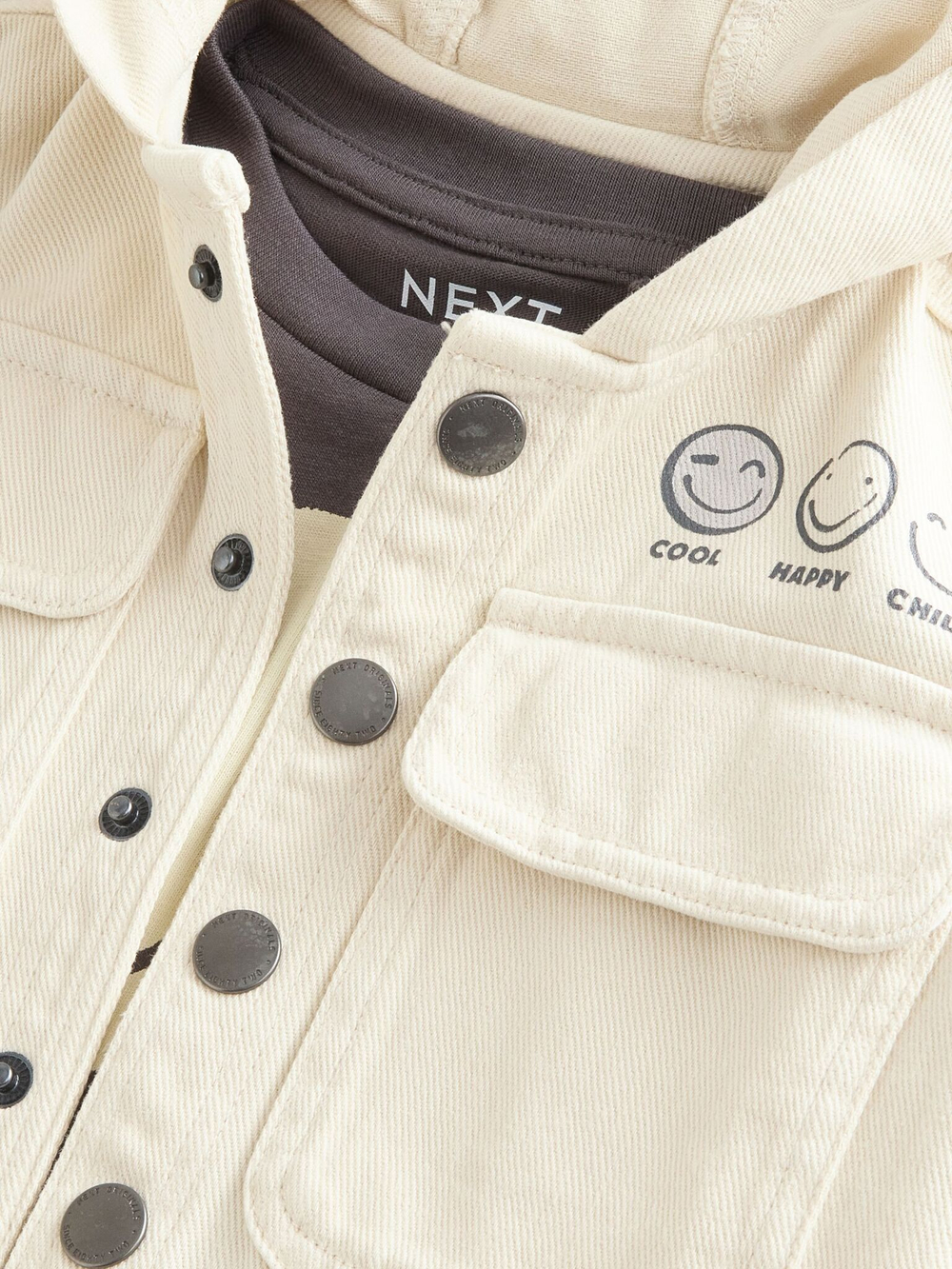 Куртка джинсовая с капюшоном и футболка в комплекте для мальчика Next AH3-452, Молочный, Серый