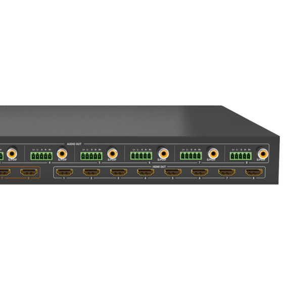 Wyrestorm MX-0808-H2A-MK2 - матричный коммутатор 8x8 HDMI, поддержка 4K, HDMI2.0 (18 Гб/с), HDCP 2.2, де-эмбеддинг аудио, обратный звуковой канал.
