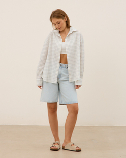 Рубашка из вареного хлопка, белая