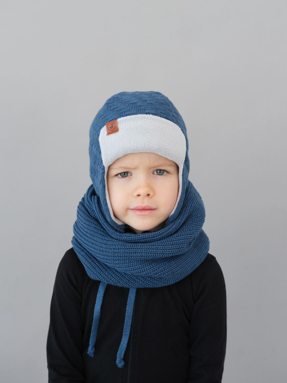 Шапка весенняя/осенняя вязаная (Серо-голубой) ТОКИ