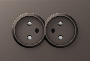 Накладка для розетки 2-й без заземления,  со шторками 16A 250 В~,  мокко,  серия A07