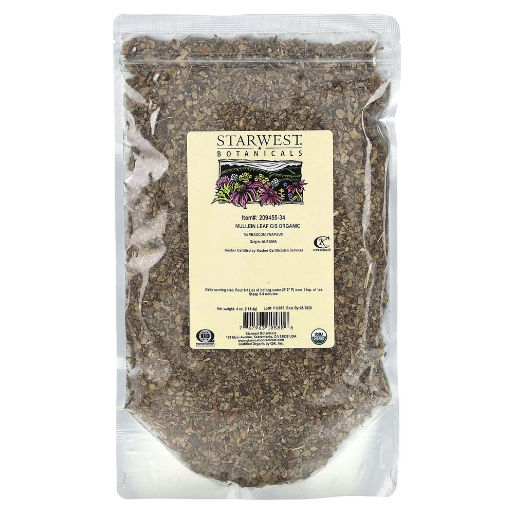 Starwest Botanicals, Листья органического коровяка, нарежьте и просейте, 113,4 г (4 унции)