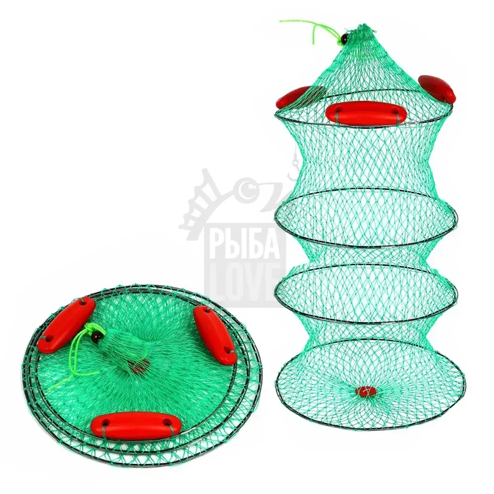 Садок складной 90 см AZOR FISHING с буйками, полиэстер 4 кольца