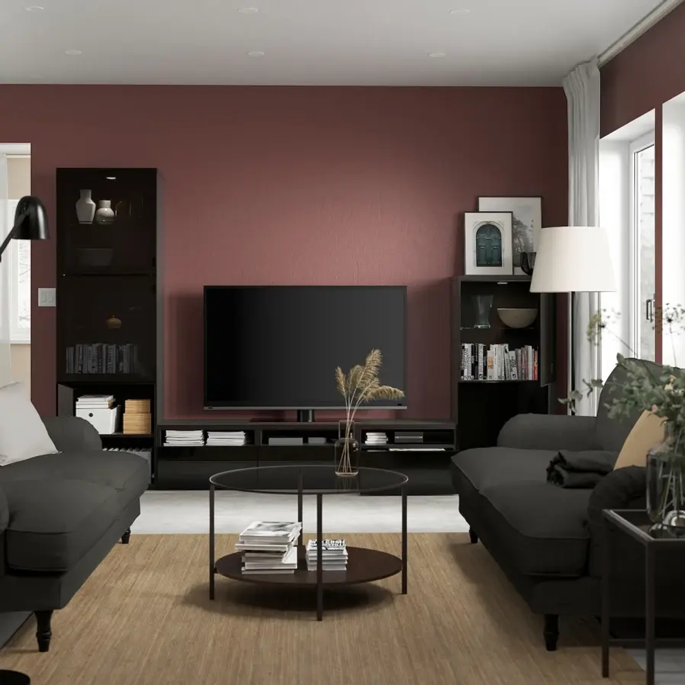 Комбинация для хранения ТВ - IKEA BESTÅ/BESTA, 193x42x300см, черный, БЕСТО ИКЕА