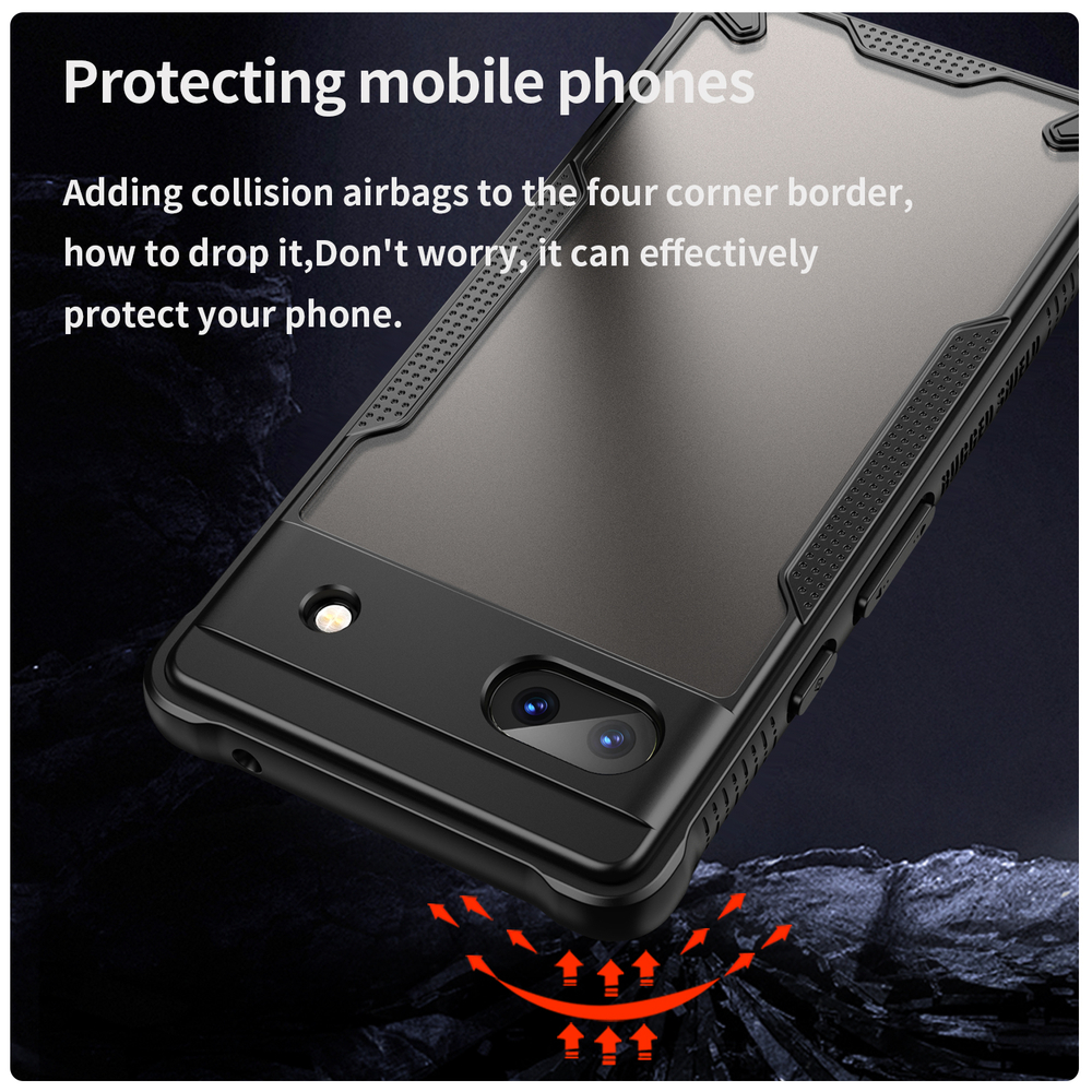 Чехол с черными боковыми рамками для Google Pixel 6a, задняя крышка прозрачная тонированная
