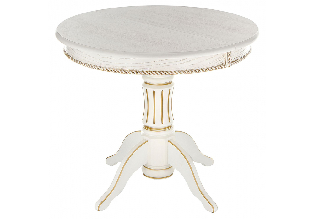 Стол деревянный Woodville Павия молочный, золото патина