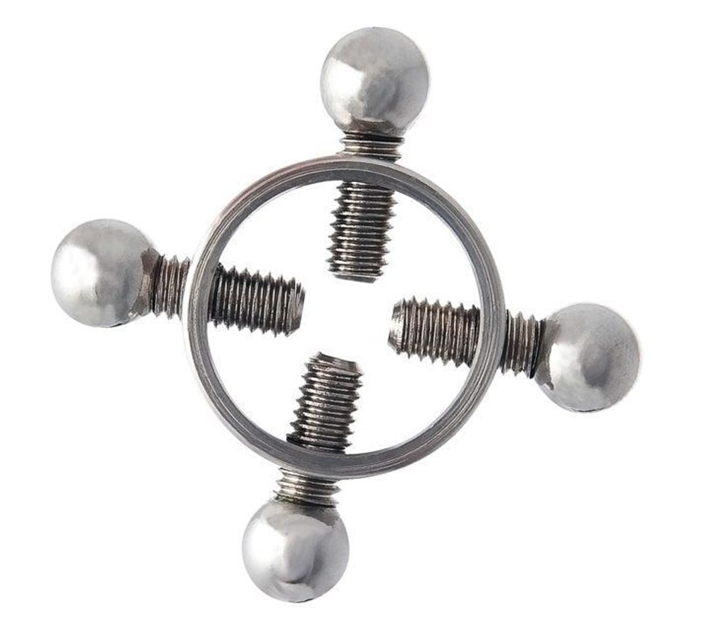 Серебристые зажимы для сосков на винтах (Цвет: серебристый)