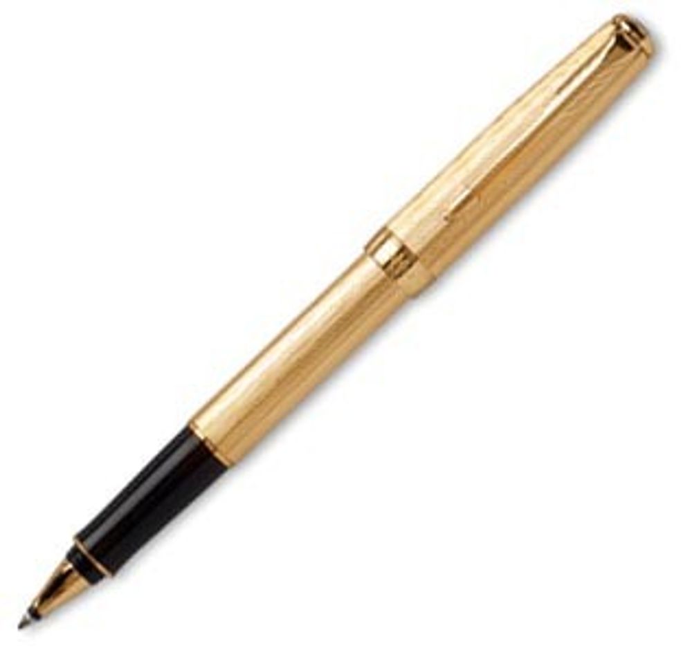 Роллерная ручка Parker Sonnet, цвет - золотистый, перо - золото 18К