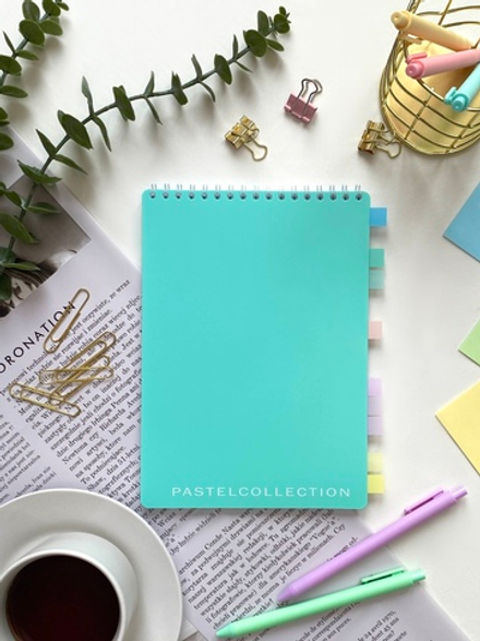 НОВИНКА! Блокнот А5 60 л. Pastel Collection Mint/Blue, с обложкой из двухстроннего двухцветного пластика, на металлическом гребне
