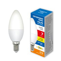 LED-C37-7W-3000K-E14-FR-SLS Лампа светодиодная. Форма свеча. матовая. Теплый белый свет 3000K. ТМ Volpe