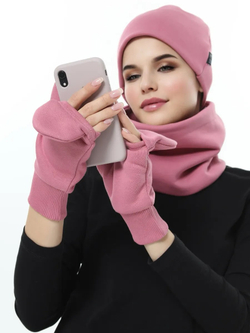 Шапка бини с начесом для хвоста, дред и кос