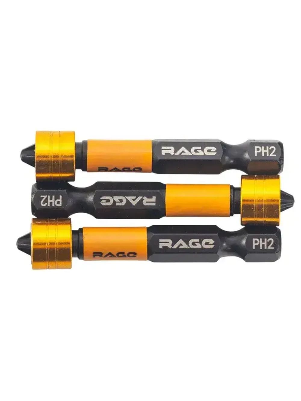 Биты с магнитным ограничителем PH2 x 50 мм 3 шт для ДСП гипсокартона RAGE