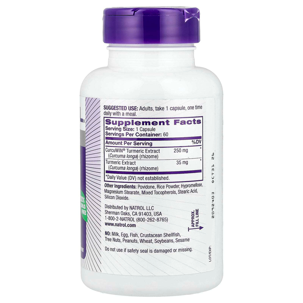 Natrol, Куркума повышенной силы, улучшенная, 60 капсул